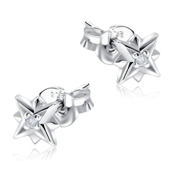 Little Stars With CZ Stone Silver Ear Stud STS-5536